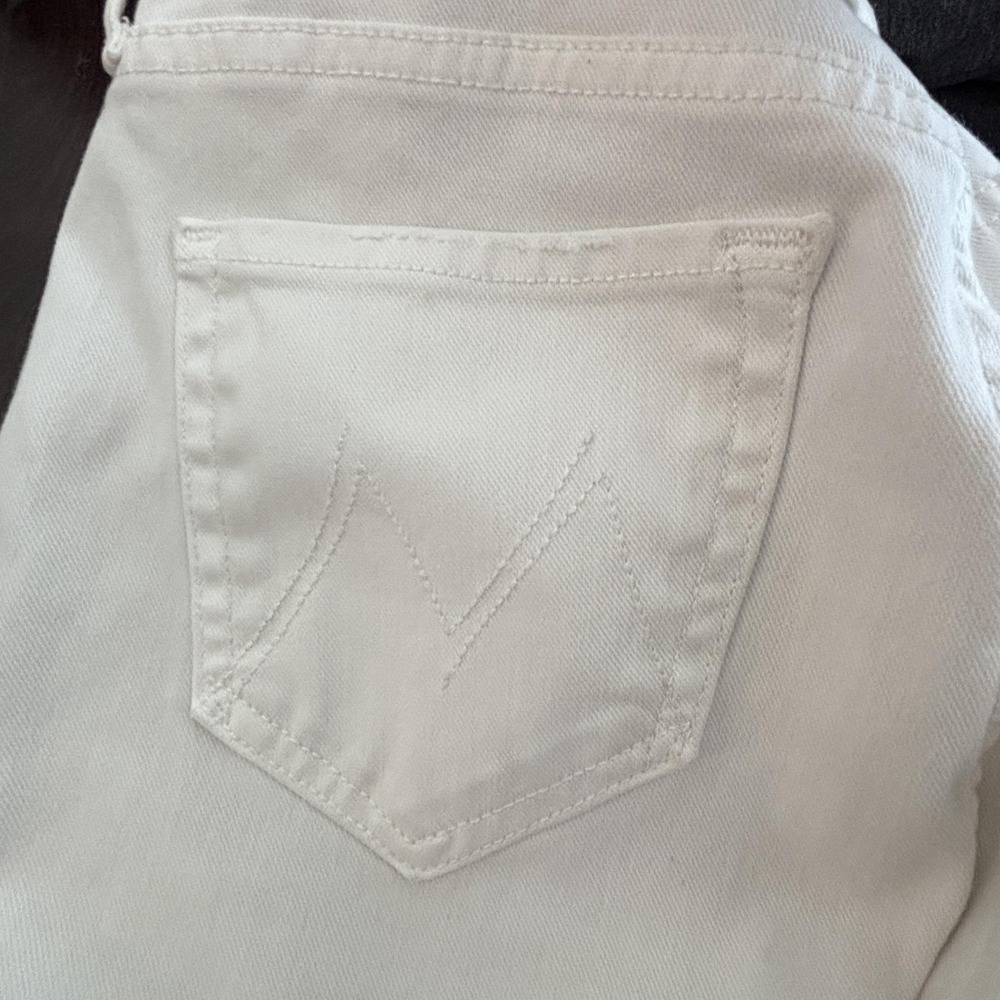 Mother The Cha Cha Fray Jeans Womens Size 25 White Glass Slipper Ruffle Hem - Picture 12 of 16